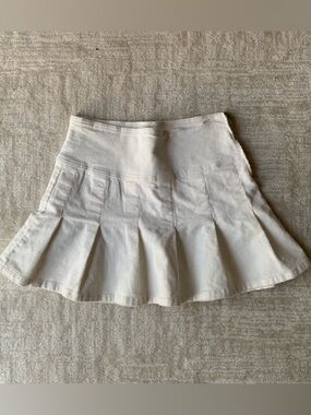 Aeropostale Cream Corduroy Pleated Mini Skirt